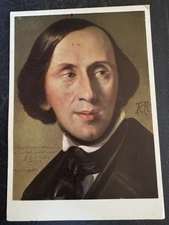 vtg postcard art August Grahl Hans Christian Andersen Portrait posted