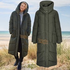 Image of NEXT x EMMA WILLIS Long Duvet Coat Khaki Maxi Hood NEW Padded Puffer 14 TALL