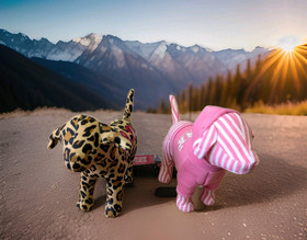 Victoria's Secret PINK Dog Plush WILD Leopard & PINK Striped 2006 Lot of 2 EUC