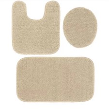 Gramercy Champagne Beige Solid Plush Rectangle 3-Piece Bath Rug Set