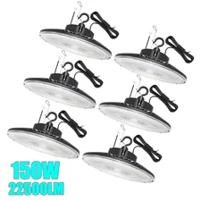 6 Pack 150W UFO LED High Bay Light IP65 Factory Warehouse Commercial Shop Lights