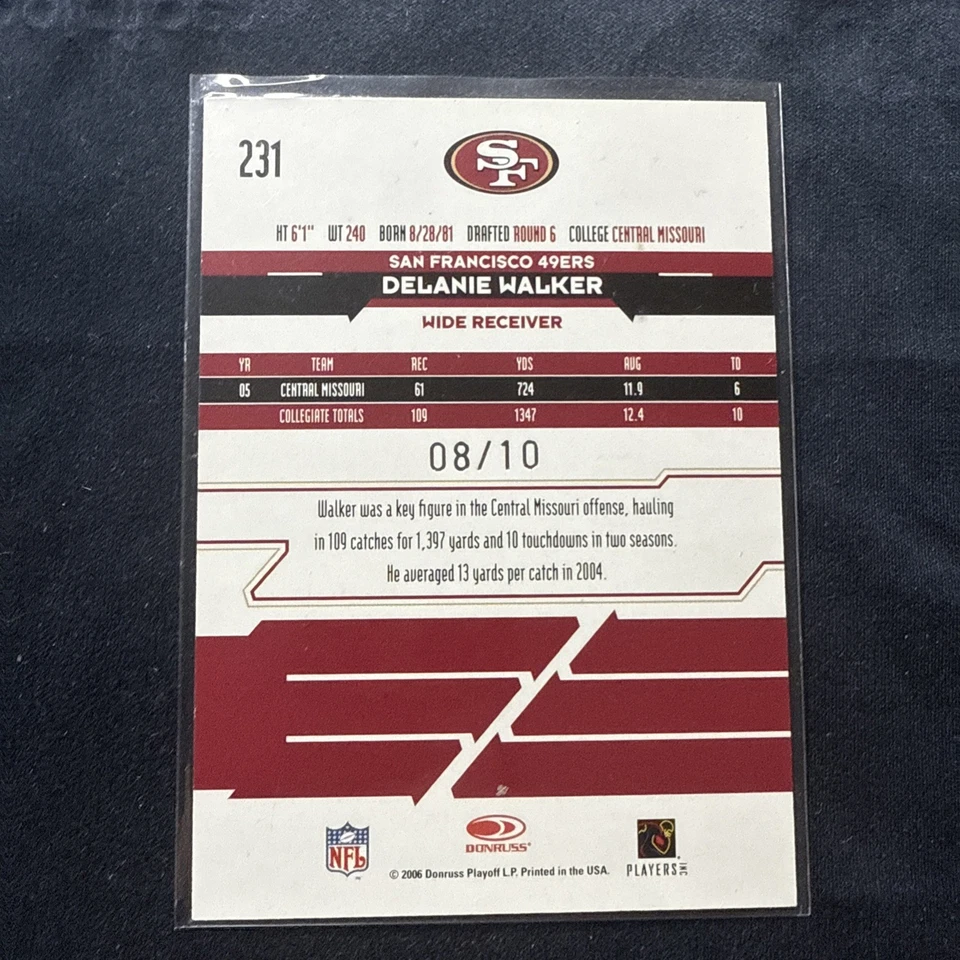 2006 Rookies & Stars  Delanie Walker Rookie Black /10 #231 - Image 2 of 2