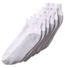 Men's 6 Pack Cushion Ankle Crew Socks Shoe Size: 6-12 White