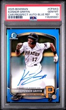 2025 BOWMAN CHROME PROSPECT AUTOS BLUE REFRACTOR KONNOR GRIFFIN 81/150 PSA 10
