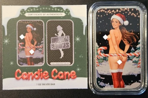 Bullion Baddies Candie Cane Naughty Backshot No Limits Silver Bar 1 Of 50