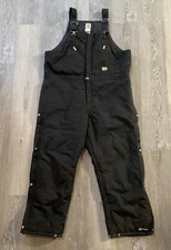 Men's Carhartt R33 BLACK Duck Bib Overalls Insulated 42x30 Double Knee RN14806