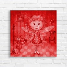 Enchanting Fairy Magical Wand Teddy Bear In Room Red Canvas Print Large Picture