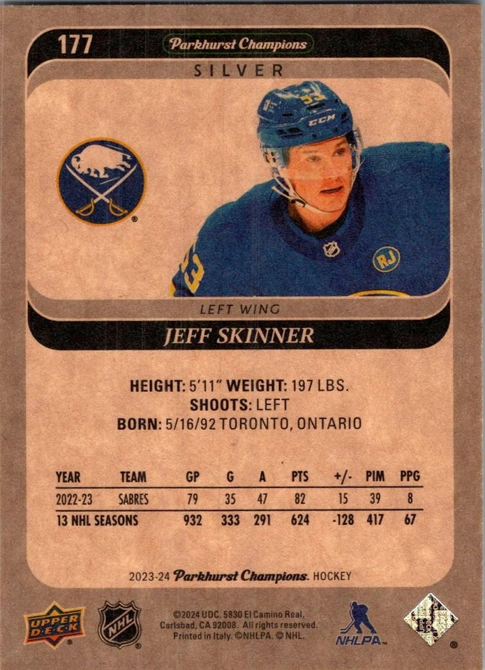 2023-24 Parkhurst Champions #177 Jeff Skinner Silver - Image 2 of 2