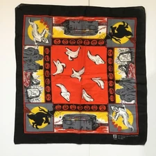 VTG All Cotton Halloween Scarf/Bandana/Handkerchief  21”x 22”  USA by P/Paris