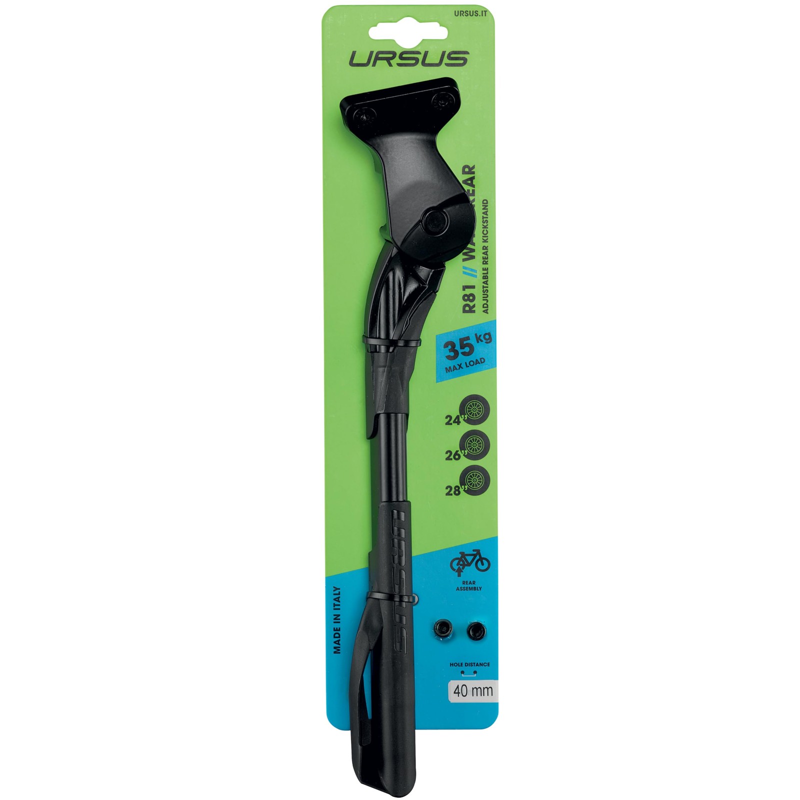 Ursus Unisex   Erwachsene Wave Rear 24 Hinterbauständer, Schwarz, Einheitsgröße