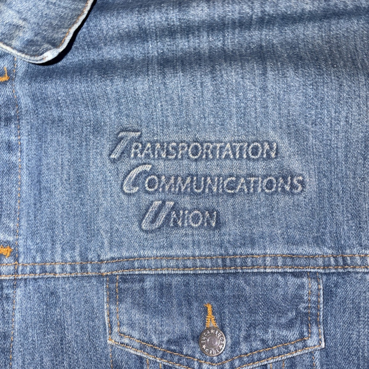 Tyca American Eagle Embossed Denim Jacket Transportation Communication Union View 3