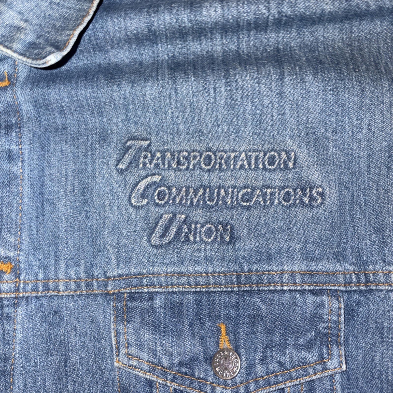 American Eagle Embossed Denim Jacket Transportati… - image 3