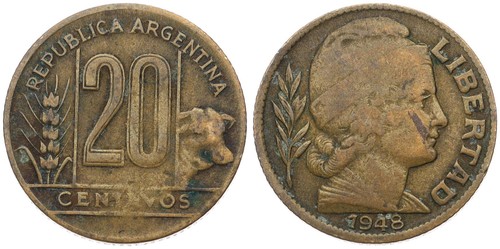 Argentina - Argentina 20 Centavos 1896-1961 Libertad - Various Years - Picture 42 of 55