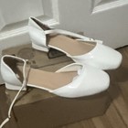 White Patent Leather Strappy Ankle Strap Buckle Block Heel Square Toe Women 9 — photo 2