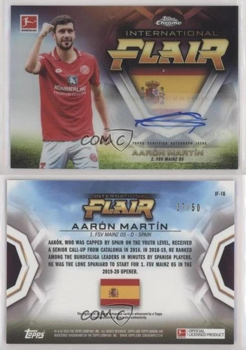 2019 Topps Chrome Bundesliga International Flair Aaron Martin Martín #IF-16 Auto