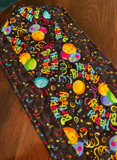 Handcrafted-Quilted Table Runner-HappyBirthday-Balloons, Multi-Colored, Music