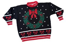 VINTAGE KNITWAVES -Ugly Not Too Ugly Christmas Sweater Size M-L Made in USA