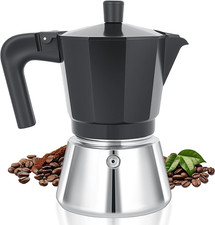 Caffettiera Induzione Moka Pot Alluminio Acciaio Inox Base 6 Tazze (300ML) Compa