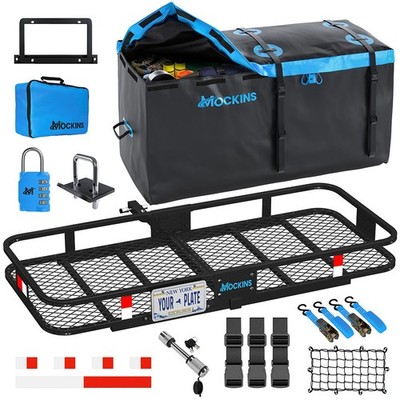 Mockins 60''x24''x6'' Tow Hitch Cargo Rack with 25 Cu.Ft. Cargo Bag and Luggage Car