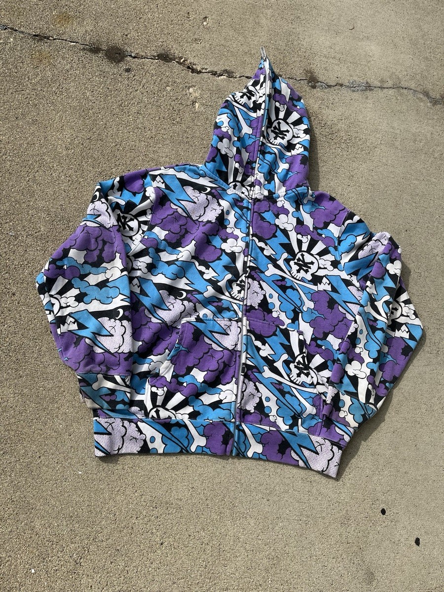 RARE Zoo York Full Zip All Over Print Hoodie 2007 KAWS COLLAB