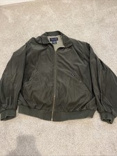 VTG Faconnable Albert Goldberg Mens Bomber Jacket Chin Strap Olive Green