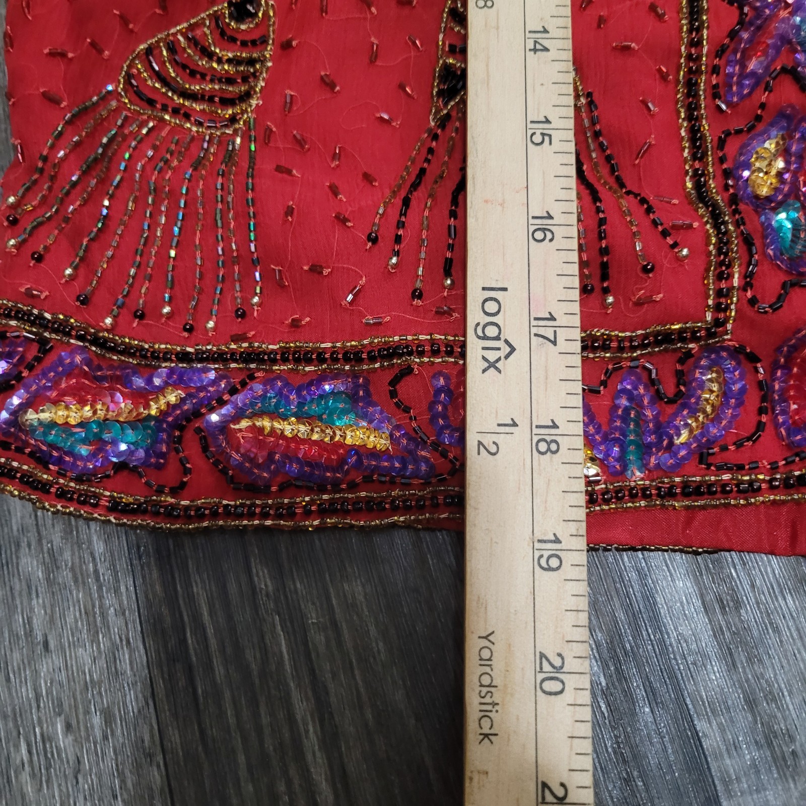 Vtg 80s 90s Laurence Kazar Silk Beaded Jacket Top Tassel Cord Evening Large