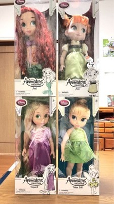 Disney Store Tinker Bell, Rapunzel, Ariel, Anna Doll Set Animators Collection
