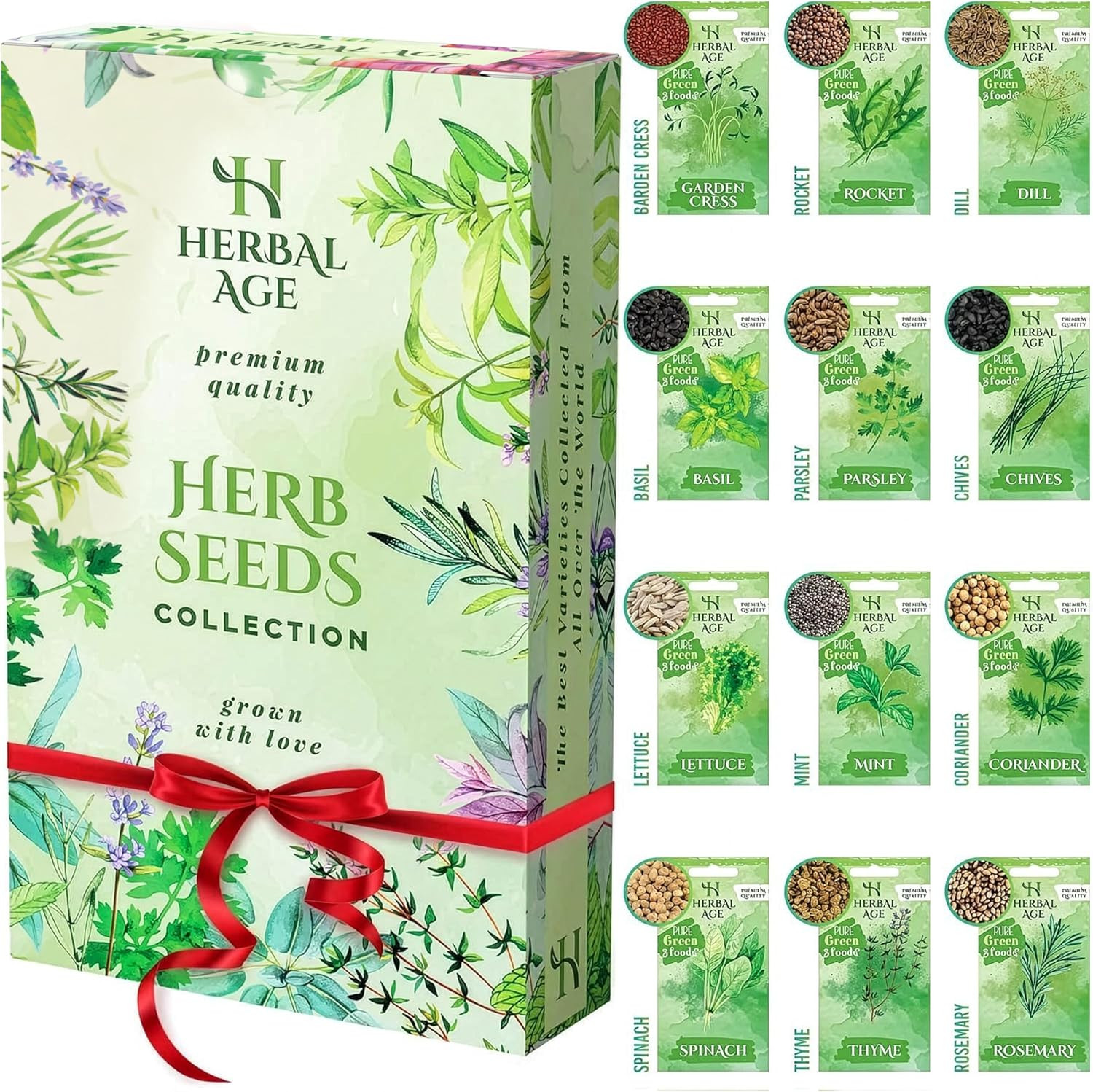 Herb Garden Kit Grow Your Own 12 Herbs Seed Box UK Basil Mint Salad Gift Set Pla