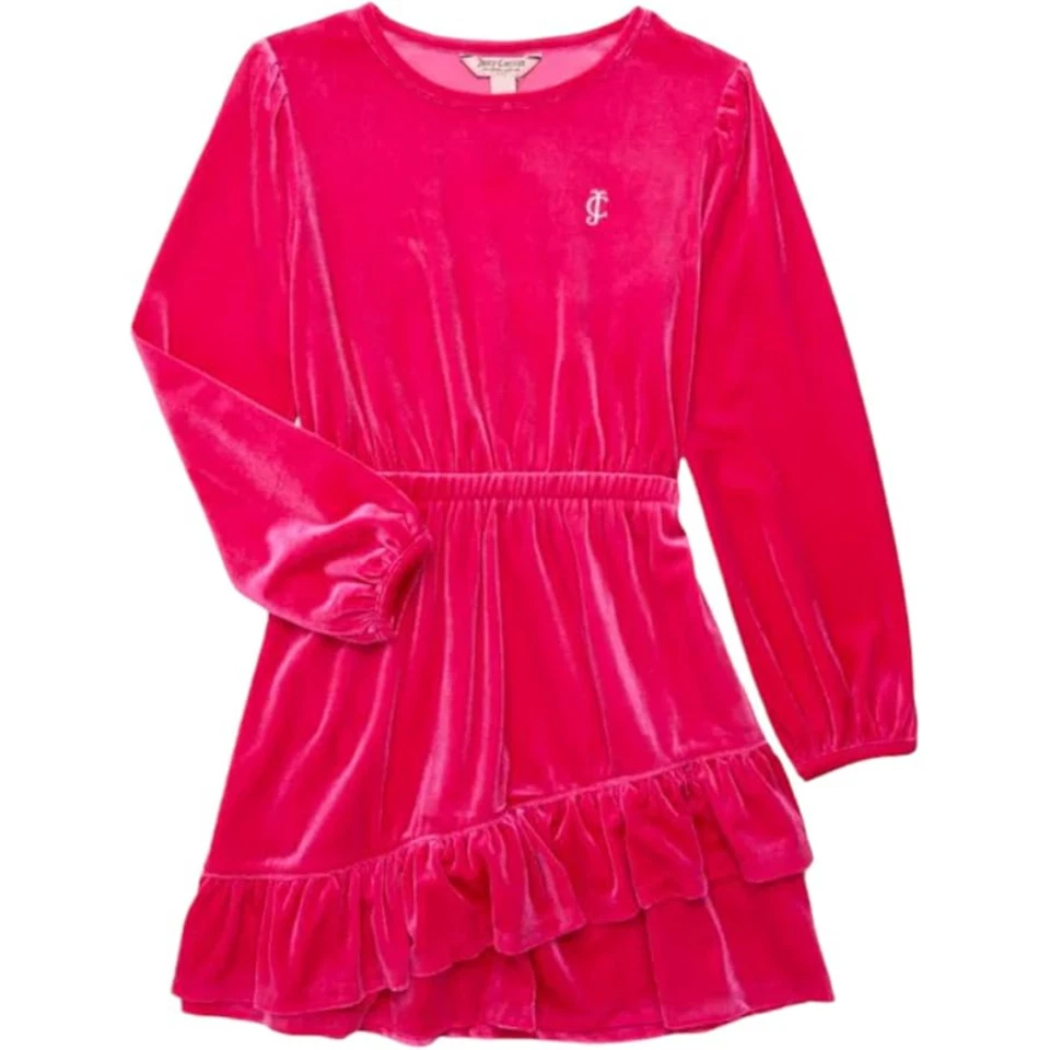 Vestido feminino Juicy Couture bainha de veludo com babado – Rosa brilhante – Tamanho M (8-10) – Novo com etiquetas - Imagem 2 de 4