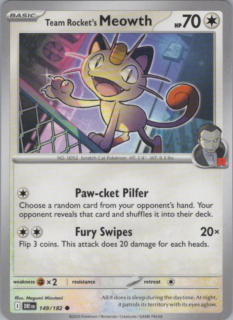 Team Rocket's Meowth Common SV10: Destined Rivals 149/182 NM