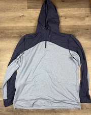 Coolibar hoodie Men's XL UPF 50+ Lumaleo Blue 1/4 Quarter Zip Colorblock UV