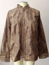 EXC Additions by Chicos Animal Print Zip Lightweight Corduroy Jacket Sz 3 XL