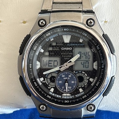 Casio Analog Digital Alarm  AQ-190WD-1AV World Time Men's Digital Watch new batt