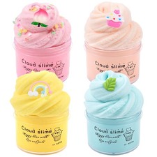 Cloud Slime Kit - 4 Pack Soft and Non-Sticky Slime, for Kids Party Favors, Sc...