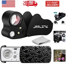 2 Pack Jewelers Loupe, 30X 60X 90X Illuminated Jewelers Eye Magnifier and Mag...