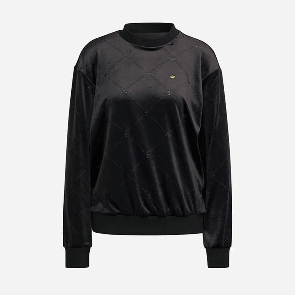 NEW Adidas Decadent Velvet Sweater Black Gold Logo Size Medium H18042 Sweatshirt - Image 4 of 4