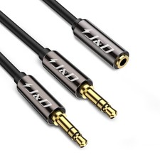 J D 1/8 Inch TRS Stereo Y Splitter Cable, Gold Plated Copper Shell 2 Feet