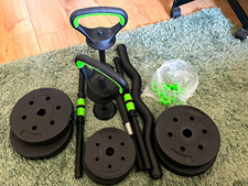 Adjustable Weight Dumbbell Set 30 w/ Plates, Handles & Curl Bar Black/Green