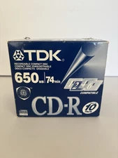 TDK 74 Minute 650mb Music CD-R Regular Case 10 Pack Individually Sealed Disc