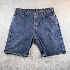 Vintage Levi's 569 Straight Loose Fit Baggy Y2K Blue Denim Jean Shorts Mens 42