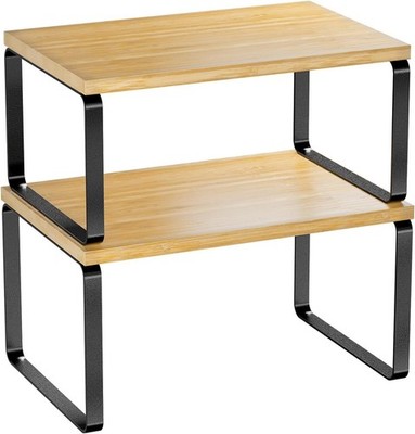 Simple Trending Bamboo Cabinet Organizer Shelf, Set of 2 Kitchen Counter Shelves
