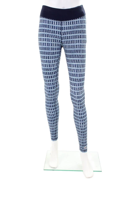 Tory Burch Womens Printed High Rise Pull On Pants Leggings Blue Size S