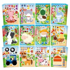 Aowplc 48 Sheets Farm Animal Make  a  Face Stickers for Kids  Colorful