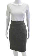 Ann Taylor Women Straight Pencil Midi Skirt Dark Gray Wool Solid Size 4