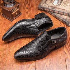 Men Pointed Toe Buckle Real Leather Formal Dress Business Evening Party Shoes Sz