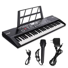 61 keys keyboard piano, Electronic Digital Piano with Built-In Speaker Black
