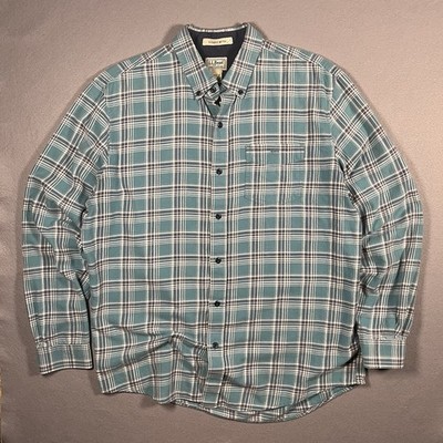 LL Bean Hemd Kariert Kariert Langarm Vintage Blau Baumwolle