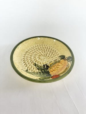 Vintage Handmade Ceramic Garlic Ginger Grater Zester Dish Pear Illustration