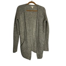 H M Mohair Blend Gray Open Front Cardigan Sweater Size XS