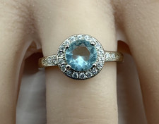 925 Sterling Silver Blue Round CZ Halo Ring 2.1g Size 5 A754